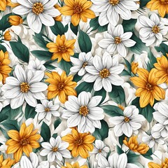 colorful realistic flowers seamless patterns design perfect for use digital print or backgrounds