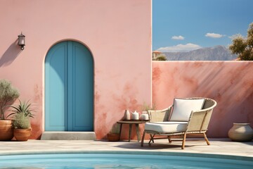 Fototapeta na wymiar mediterranean pool and outdoor living room