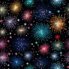 Fototapeta premium Midnight Fireworks Spectacle Pattern