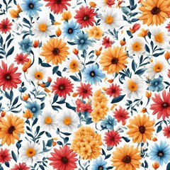 colorful realistic flowers seamless patterns design perfect for use digital print or backgrounds
