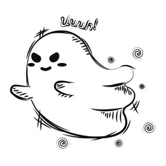 Isolated sketch of a cute halloween ghost character Vector