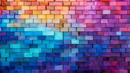 A vibrant and textured background made of colorful bricks