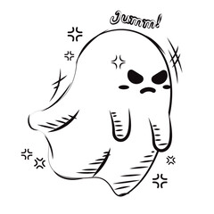Isolated sketch of a cute halloween ghost character Vector