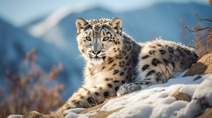 Obraz premium Animal photography. Snow Tiger in nature.