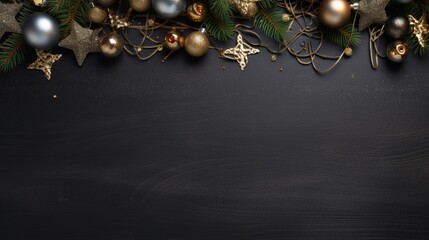 Design a captivating Christmas decor top-view with ample space for customized text.