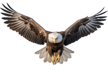 The majestic bald eagle soared through the vast sky, its powerful wings cutting through the air as it surveyed its wild kingdom with piercing eyes