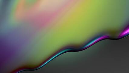 Metal plate fold curtain rainbow reflection Elegant Modern 3D Rendering image abstract background