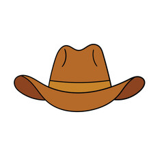 A hand-drawn cartoon cowboy hat on a white background.