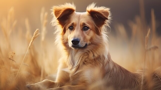 Portrait dog pet animal isolated nature background. AI generated image
