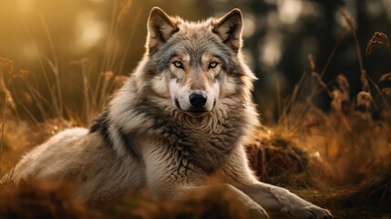 Obraz premium Animal photography. Wolf in nature.