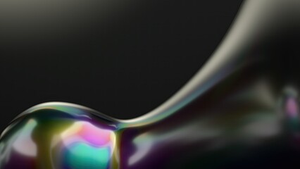 Beautiful gentle curves of metal plate rainbow reflection Elegant Modern 3D Rendering image abstract background