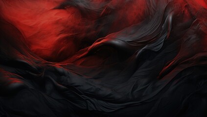 Abstract dark backgorund in red and black tones of wavy substances - obrazy, fototapety, plakaty
