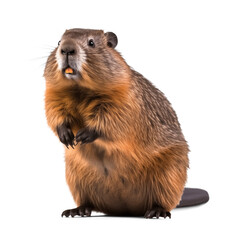 Beaver portrait on isolated png background