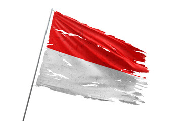Indonesia torn flag on transparent background.