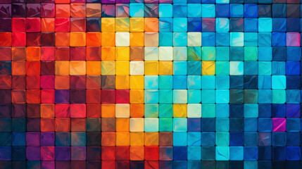 A vibrant and colorful mosaic of square shapes