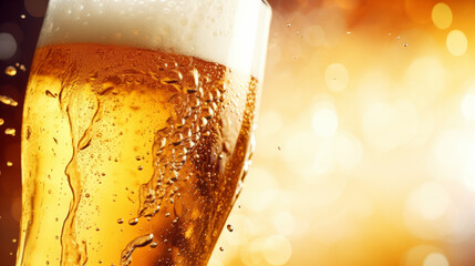 A refreshing glass of golden beer