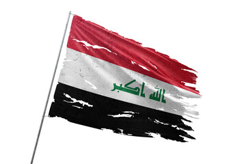 Iraq torn flag on transparent background.