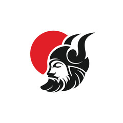 Silhouette head viking design vector