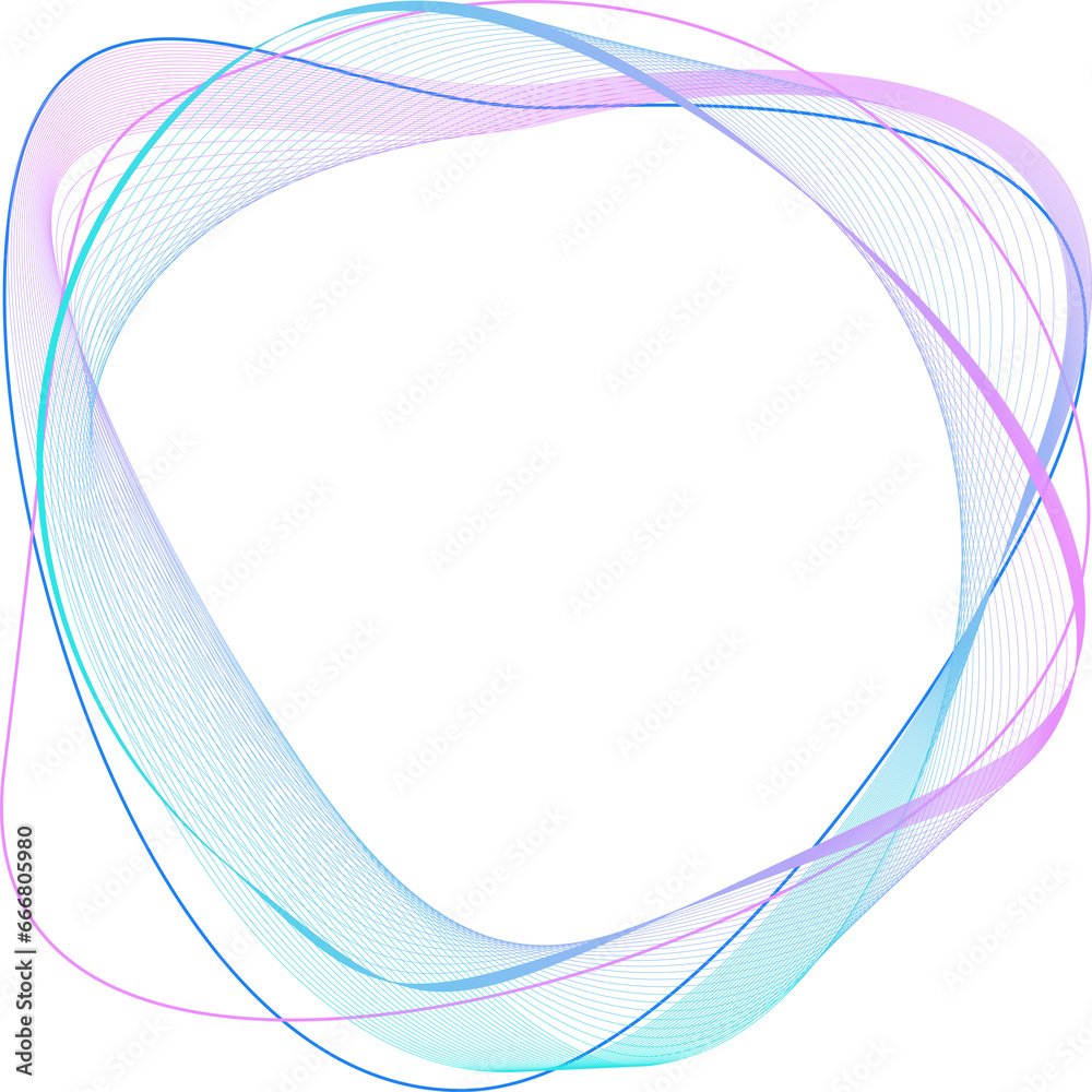 Aufkleber curved frame made of dynamic neon curved lines for technology concepts, user interface design, web d