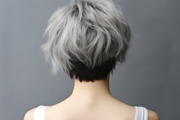 Haircuts for women with dark ash color hair, small perm, bob cut and short hairs, For women barber shops, Hair treatment therapy concept.