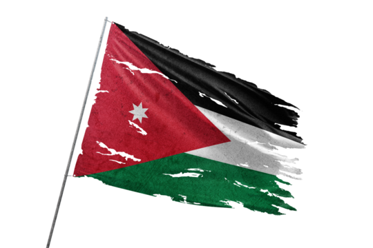 Jordan torn flag on transparent background.