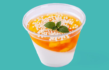 delicious dessert on green background for food delivery website 1