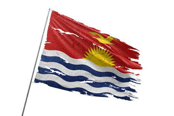 Kiribati torn flag on transparent background.