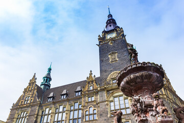 Fountain in front of the city hall of Wuppertal, Germany