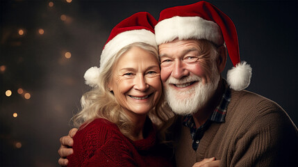 christmas portrait of a happy senior couple