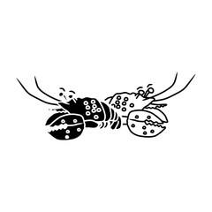 line art and silhouette illustration of two fat lobsters passing each other for an icon or logo