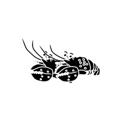 silhouette illustration of two fat lobsters side by side for icon or logo