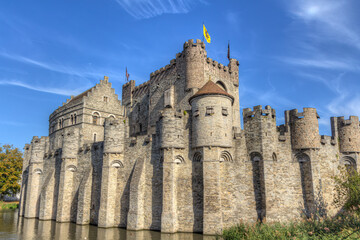 Fototapeta na wymiar Historisch, mittelalterliche Burg Gravensteen in Gent, Belgien