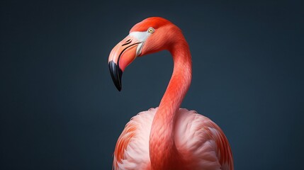 Red american flamingo in nature blurred background. AI generated image