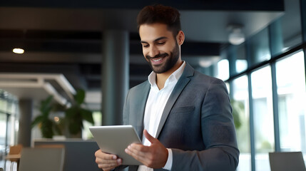 executive working with laptop in office