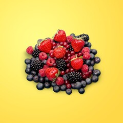 Many different fresh ripe berries