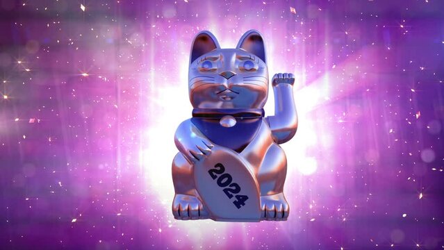 Neko Cat New Year 2024 Loopable animation