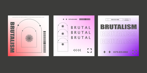 brutalism style creative trendy template set 