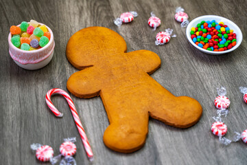 The gingerbread man ready to decorate. Christmas time.