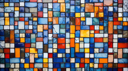 A vibrant and colorful glass tile wall