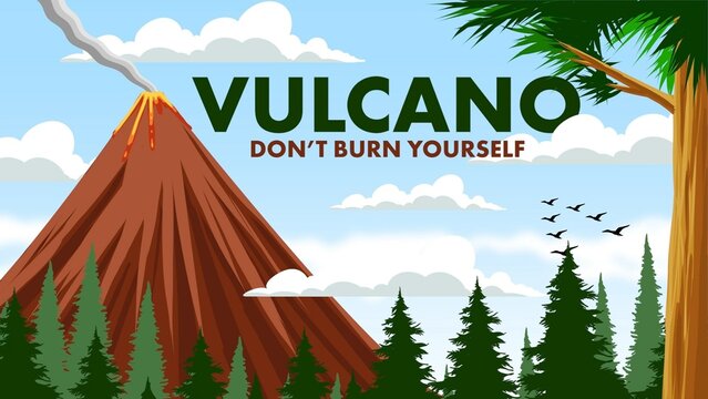 Burning Volcano Lava Postcard Template