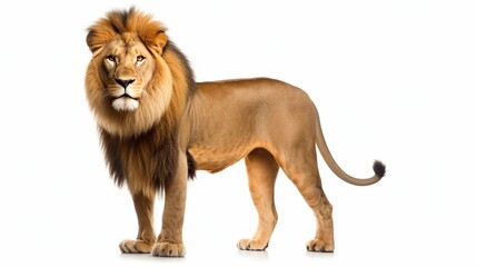 Wild lion animal isolated on white background. AI generated image