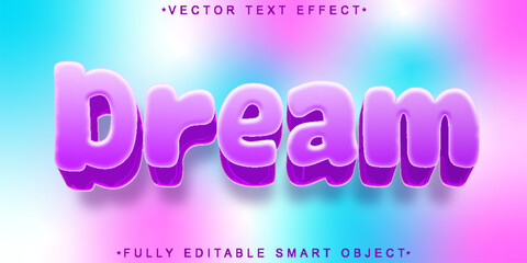 Cartoon Purple Dream Vector Fully Editable Smart Object Text Effect