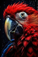 Rendering of "Rainy Day Beauty: Exotic Parrot in the Amazon Jungle". Generative AI.