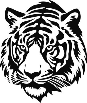 Head of tiger isolated on white background, tattoo design