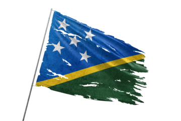 Solomon Islands torn flag on transparent background.