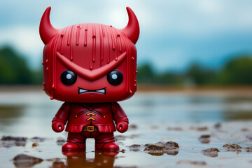 toy doll of a devil in the street