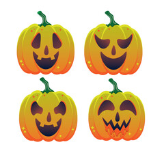 set of halloween pumpkin heads 