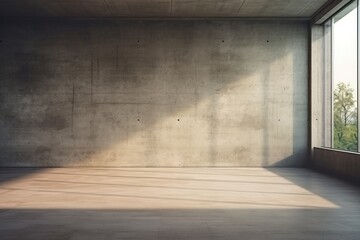 Empty concrete room with window and sunlight