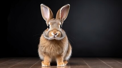 Fototapeta na wymiar Beautiful fluffy rabbit in blurred background. AI generated image