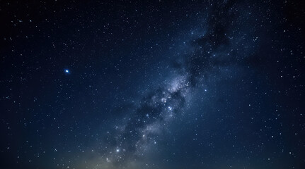 Fototapeta premium Beautiful starry night sky. Evening panorama in blue tones